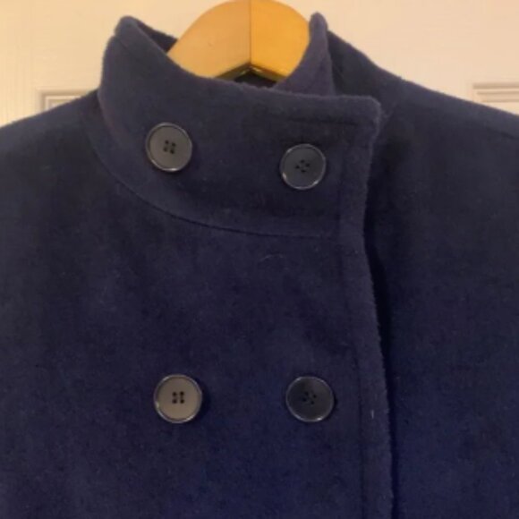 Talbots Navy Blue Lined Double Breasted Wool Blend Coat s 10 - Picture 2 of 6